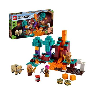 LEGO 21168 Minecraft La Forêt Biscornue Jeu du Nether et de Construction, le Chasseur, Piglin et Hoglin