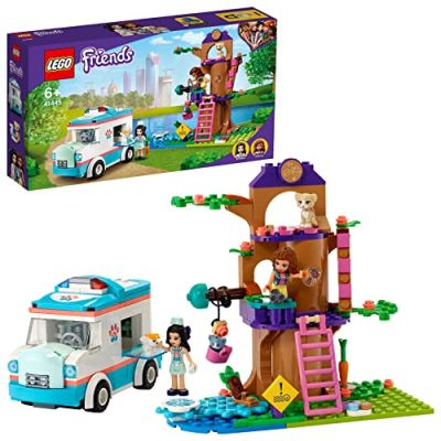 LEGO 41445 Friends L’Ambulance de la Clinique Vétérinaire Set de Jeu de Sauvetage D'Animaux avec Les Minidolls Olivia et Emma
