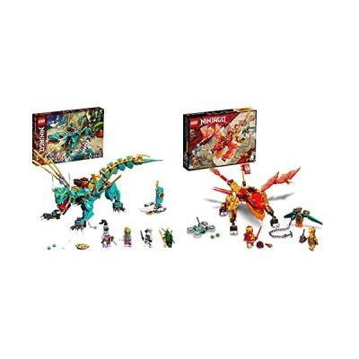 image LEGO 71746 NINJAGO Le Dragon de la Jungle Jeu de Construction avec Les Minifigurines Ninja Lloyd et Zane, Enfant de 8 Ans et +
