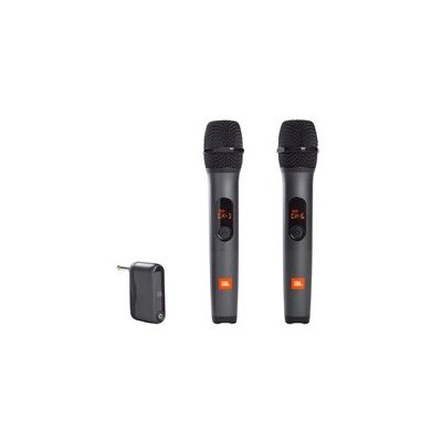 image JBL Wireless Microphone Set - Set de 2 micros à main Bluetooth sans fil et récepteur UHF rechargeable, compatible avec les enceintes JBL PartyBox, en noir