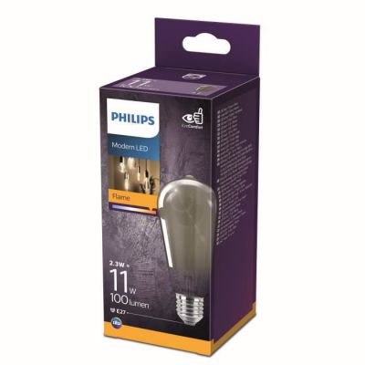 image Philips ampoule LED Standard Edison Modern Filament Mini Smoky E27 11W Blanc Chaud, Verre