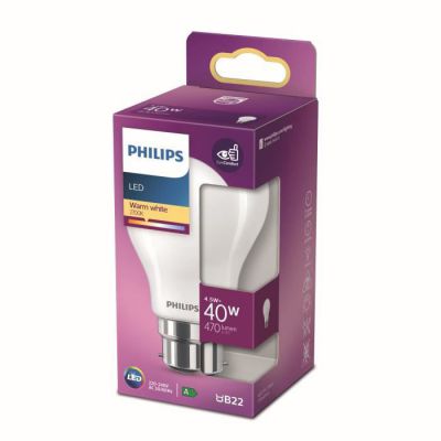 image Philips ampoule LED Standard B22 40W Blanc Chaud Dépolie, Verre