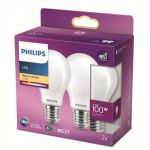 Philips ampoule LED Standard E27 100W Blanc Chaud Dépolie, Verre, 2 Unité (Lot de 1)