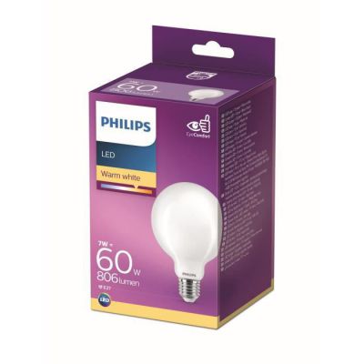 image Philips Lighting LED Globe 60W Blanc Chaud Dépolie, Verre