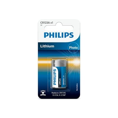 image PHILIPS Blister 1 Pile Bouton Lithium (CR123A, CR17345, DL123A, EL123AP), 3.0V, 1500mAh