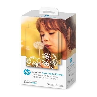 Papier d'impression HP pour photos + cartouches Sprocket A6 - 80 feuilles