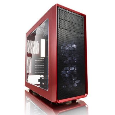 image Fractal Design Focus G - Mid Tower Computer Case - ATX - High Airflow - 2X Fractal Design Silent LL Series 120mm White LED Fans Included - USB 3.0 - Window Side Panel - Red