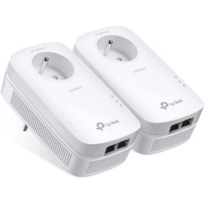 image TP-Link CPL 2000 Mbps avec 2 ports Ethernet Gigabit et Prise intégrée, Kit de 2 CPL - Solution idéale pour profiter du service Multi-TV à la maison (TL-PA9025P KIT)