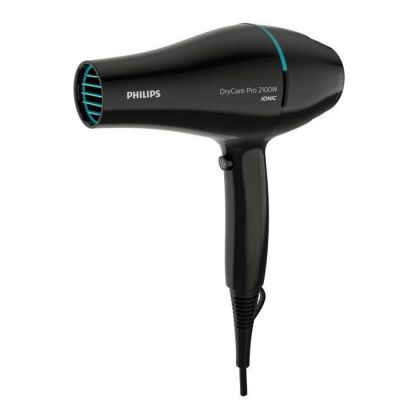 image Philips Sèche-cheveux professionnel Thermoprotect, moteur AC, soin ionique, buse 9 mm et 6 vitesses, température ThermoProtect, 2100 W, noir et turquoise (modèle BHD272/00)