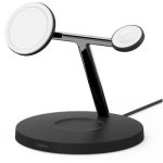 image produit Belkin station de recharge BoostCharge Pro avec MagSafe, chargeur sans fil 3-en-1 pour iPhone 15 / 14 / 13 / 12 + Apple Watch + AirPods, recharge aimantée jusqu’à 15 W pour les modèles d’iPhone 15
