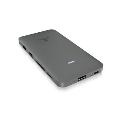 image ICY BOX Station d'accueil USB-C Tout-en-Un avec HDMI 4K 30Hz et M.2 NVMe Adaptateur Slot, USB 3.1 Gen2, Lecteur de Cartes, Power Delivery, Aluminium, Anthracite