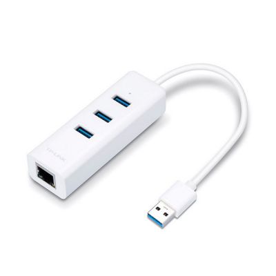image TP-Link Hub USB 3.0 Ethernet UE330, Adaptateur USB Ethernet Gigabit avec 3 ports USB 3.0, compatible avec Windows, Mac OS X, Chrome OS et Linux