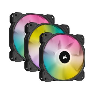 image Corsair Kit de trois ventilateurs PWM iCUE SP120 RGB ELITE Performance 120 mm avec iCUE Noir