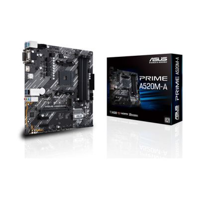 image ASUS PRIME A520M-A Carte mère AMD A520 Ryzen AM4 micro ATX (M.2, 1 Gb Ethernet, HDMI/DVI/D-Sub, SATA 6 Gbps, USB 3.2 Gen 1 Type-A)