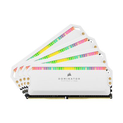 image Corsair Dominator Platinum RGB 32 Go (4x8 Go) DDR4 3600 MHz C18, LED RGB (fréquences d'horloge élevées, faibles latences, 12 LED CAPELLIX RGB contrôlables) - Blanc