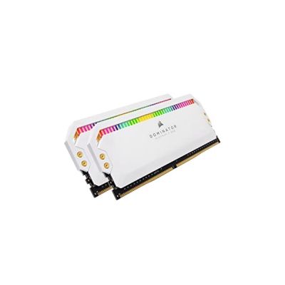 image Corsair Dominator Platinum RGB 16Go (2x8Go) DDR4 3200MHz C16, Eclairage LED RGB Mémoire de Bureau Optimisée AMD (Performances Haute, Temps Réponse Rapides, 12 paramétrables CAPELLIX RGB LED) - Blanc