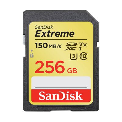 image SanDisk Extreme 256 Go Carte mémoire SDXC jusqu'à 150 Mo/s, Classe 10, U3, V30