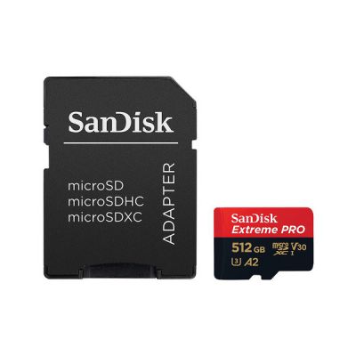 image SanDisk Extreme Pro 512 GB microSDXC Memory Card + SD Adapter with A2 App Performance + Rescue Pro Deluxe 170 MB/s Class 10, UHS-I, U3, V30