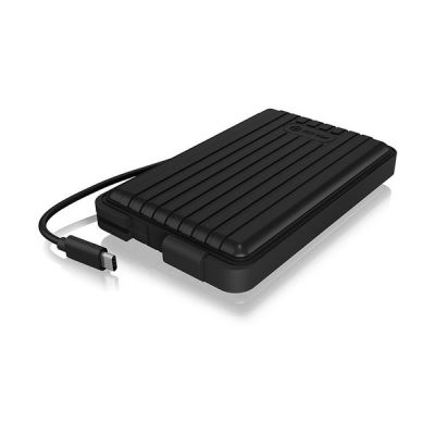 image ICY BOX Boîtier SSD USB-C, étanche, USB 3.1 Gen2, pour Disque Dur 2,5 Pouces, câble intégré, Noir, 60634