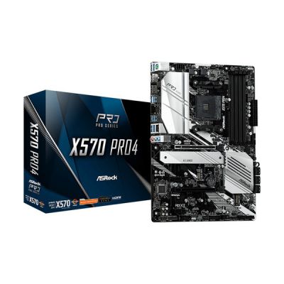 image ASRock x570 Pro4, Carte mère AMD x570, AM4, DDR4, PCIe 4.0, Dual M.2, 2-Way Crossfire, Intel GbE, USB 3.2 Gen2 A+C, ATX