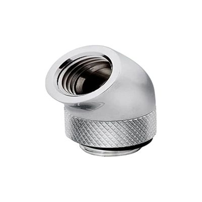 image Corsair Hydro X Series, Lot de Deux Embouts Rotatifs 45° (Filetages G1/4” BSPP Standards, Mécanisme de Rotation Parfaitement Étanche, Optimisés pour les Débits Élevés) Chrome