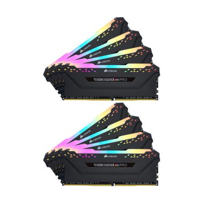 image 64 Go (8x8 Go) Corsair DDR4 Vengeance RGB PRO noir, PC4-25600 (3200), Non-ECC Unbuff, CAS 16-18-18-36, LED RGB, 1.35V