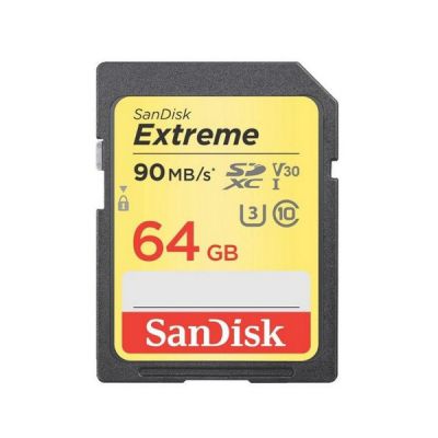 image Carte Mémoire SDXC Sandisk Extreme 64 Go jusqu'à 90 Mo/s, Classe 10, U3, V30