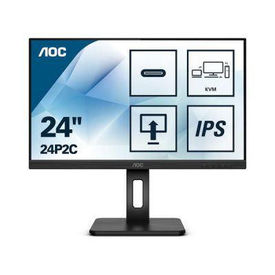 image AOC Moniteur 24P2C 60 cm (23,8 pouces) (HDMI, DisplayPort, station d’accueil USB-C, hub USB, temps de réponse de 4 ms, 1920x1080, 75 Hz, pivot) noir