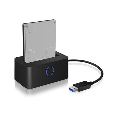 image ICY BOX IB-2501U3 DockingStation pour 1x 2.5 Pouces SATA Disque Dur ou SSD, USB 3.0 (UASP), cble intégré, SATA-III (6 Gbit/s), Noir