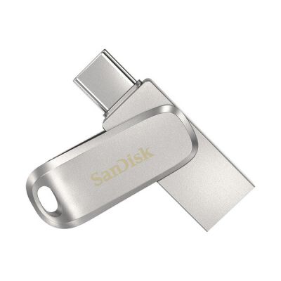 image SanDisk 128 Go Ultra Dual Drive Luxe, USB Type-C, entièrement métallique, jusqu'à 400 Mo/s, avec connecteurs USB Type-C et USB Type-A réversibles, pour smartphones, tablettes, Mac et PC, Argent