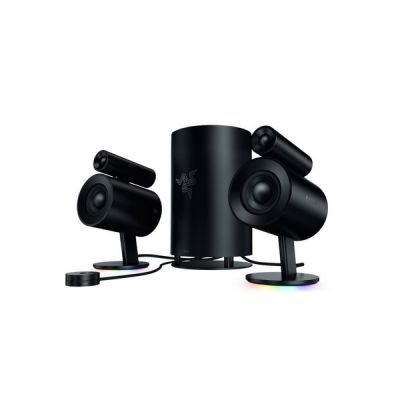 image Razer Nommo Pro: THX Certified Premium Audio - Dolby Virtual Surround Sound - Système de Haut-parleurs pour Jeux vidéo & Basilisk Ultimate Souris de Jeu sans Fil avec Socle de Chargement