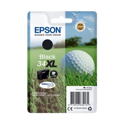 image Epson 34XL Balle de Golf Noir, Cartouche d'encre d'origine XL Haute capacité, WF-3720DWF, WF-3725DWF