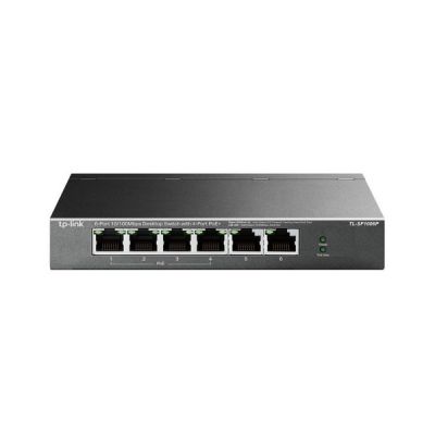 image TP-Link Switch PoE (TL-SF1006P) 6 ports 10/100M, 4 ports PoE+, 67W pour tous les ports PoE, Boitier Métal, Installation facile, idéal pour créer un réseau de surveillance polyvalent et fiable