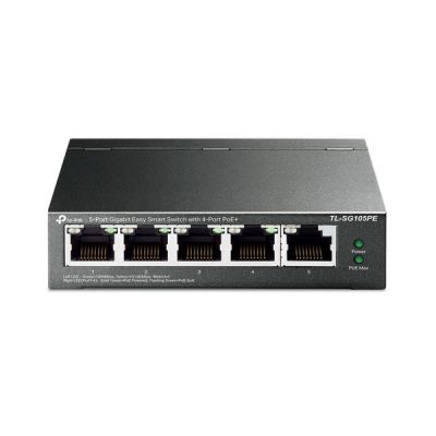 image TP-Link Switch PoE (TL-SG105PE) 5 ports Gigabit, 4 ports PoE-, 65W pour tous les ports PoE, Boitier Métal, Gestion intelligente, idéal pour créer un réseau de surveillance polyvalent et fiable