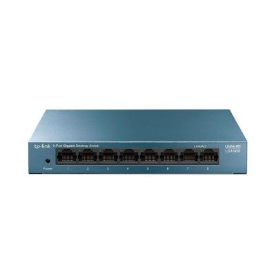image TP-Link Switch Gigabit 8 ports RJ45 (LS108G) Métal 10/100/1000 Mbps, Switch Ethernet idéal pour étendre le réseau câblé pour les bureaux à domicile, Bleu
