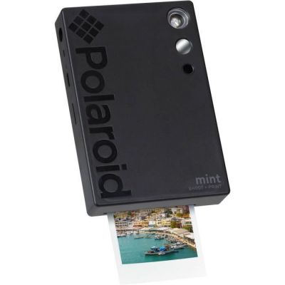 image Polaroid Mint Appareil photo numérique à impression instantanée (Noir), impression sur papier photo collé sur support Zink 2x3