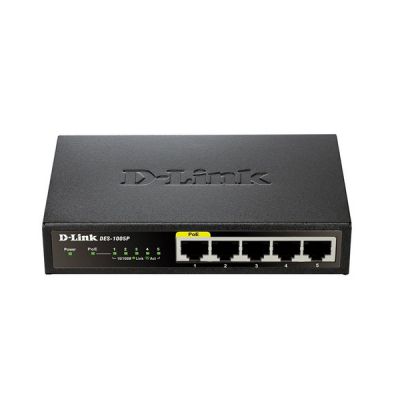 image D-Link DES-1005P Switch 5 Ports 10/100Mbps dont 1 Ports supPortant le PoE - Métallique - PoE IEEE 802.3af - Budget PoE 15,4W - Idéal Partage de Connexion et Mise en Réseau Small/Home Office