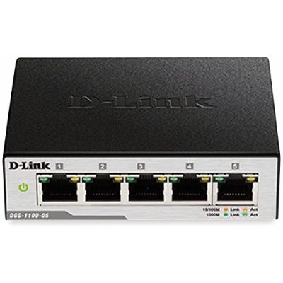 D-Link DGS-1100-05 Switch Easysmart 5 Ports Gigabit Métallique 10/100/1000mbps C121