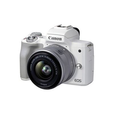 image Canon EOS M50 Mark II Blanc + objectif EF-M 15-45mm f/3,5-6,3 IS STM stabilisé Argent Appareil photo Hybride EF-M APS-C Wifi