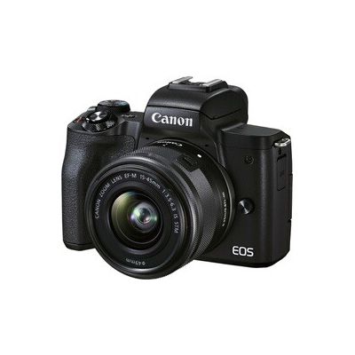 image Canon EOS M50 Mark II + objectif EF-M 15-45mm F3.5-6.3 is STM (24,1 MP, écran LCD tactile 7,5 cm, WLAN, HDMI, Bluetooth, système AF CMOS à deux pixels, AF à l'œil, vidéo 4K, OLED EVF), noir