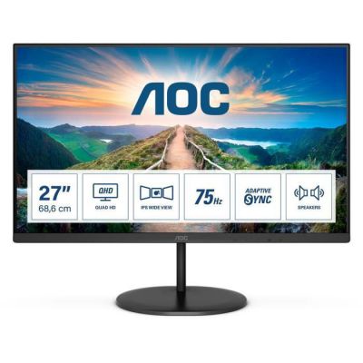 image AOC Q27V4EA - Écran LED - 27" - 2560 x 1440 QHD à 75 Hz - IPS - 300 cd/m² - 4 ms - 2 x HDMI, DisplayPort, USB-C