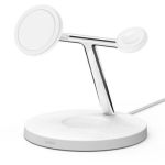 image produit Belkin station de recharge BoostCharge Pro avec MagSafe, chargeur sans fil 3-en-1 pour iPhone 15 / 14 / 13 / 12 + Apple Watch + AirPods, recharge aimantée jusqu’à 15 W pour les modèles d’iPhone 15