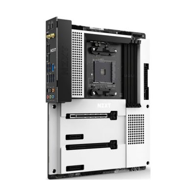 image NZXT N7 B550 - N7-B55XT-W1 - AMD B550 chipset (Supports AMD Socket AM4 Ryzen CPUs) - ATX Gaming Motherboard - Integrated Rear I/O Shield - Wifi 6 connectivity - White