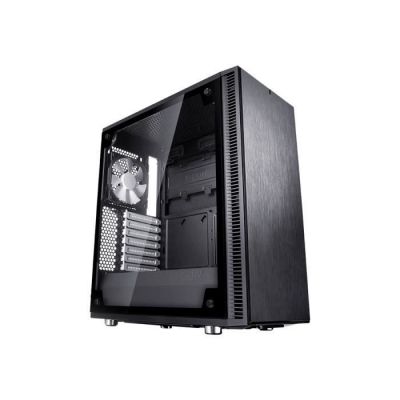 image Fractal Design Define C Tempered Glass - Compact Mid Tower Computer Case - ATX - High Airflow and Silent Computing with ModuVent Technology - 2X 120mm Silent Fans Included - PSU Shroud - Black TG