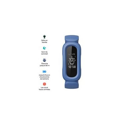 image Fitbit Ace 3 Bracelet d’activité pour Enfants avec Cadrans Animés, Autonomie de Batterie Jusqu'à 8 Jours et Résistance à l'Eau Jusqu'à 50 m, Bleu Cosmique/Vert Astral