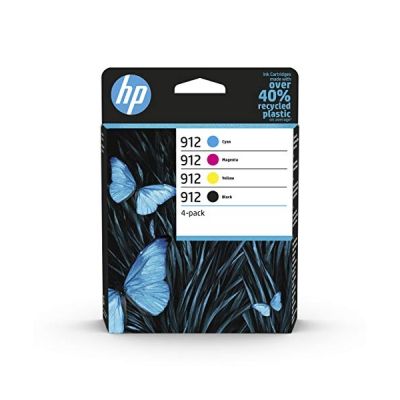 image HP 912 Pack de 4 Cartouches d'Encre Noire, Cyan, Magenta, Jaune Authentiques (6ZC74AE) pour HP OfficeJet Pro 8010 series / 8020 series