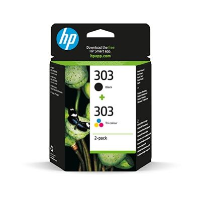 image HP 303 Pack de 2 Cartouches d'Encre, Noire et Trois Couleurs