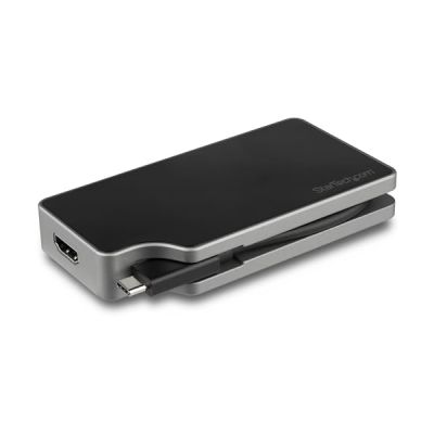 image StarTech.com Adaptateur Multiport USB-C Portable UHD - USB Type-C vers HDMI 2.0, Mini Displayport, VGA ou DVI (1080p) - 95W PD Passthrough - Câble Enveloppant - Aluminium