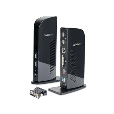 image StarTech.com Station d'Accueil pour Ordinateur Portable USB 3.0 à Double Écran avec HDMI et DVI/VGA, Hub USB-A 6x, GbE, Audio, Docking Station Universelle Type-A - Windows/macOS/ChromeOS (USB3SDOCKHD)