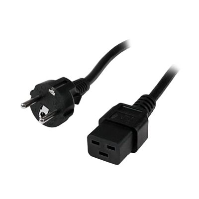 StarTech.com Cordon d'Alimentation pour PC, 2m, 16AWG, EU Schuko vers C19, 16A 250V, Noir Cordon d'Alimentation CA de Remplacement, Câble d'Alimentation pour Imprimante - UL Listed (PXTEUC192M)